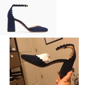 Chloe Lauren scallop-edged block-heel suede sandal